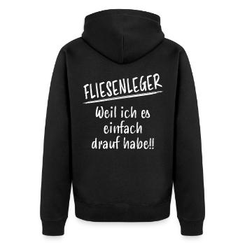 Fliesenleger Bodenleger Lustiger Spruch Geschenk - Unisex Premium Bio Zip Hoodie - Schwarz - Hinten - Nico (187cm)