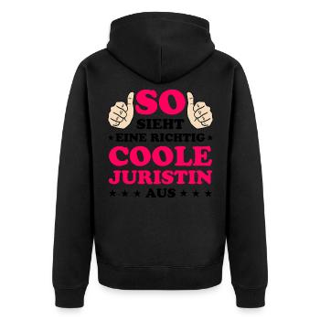 Juristin Jura Lustiger Spruch Jura Beruf Geschenk - Unisex Premium Bio Zip Hoodie - Schwarz - Hinten - Nico (187cm)