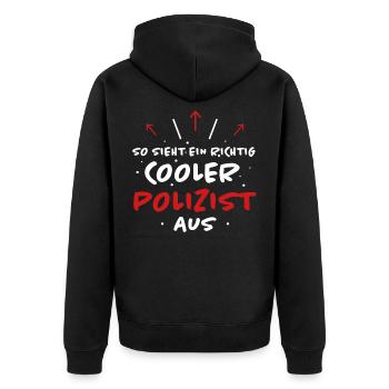 Polizist Beruf Lustiger Spruch Polizei Geschenk - Unisex Premium Bio Zip Hoodie - Schwarz - Hinten - Nico (187cm)