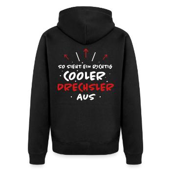 Drechsler Lustiger Spruch Drechseln Beruf Geschenk - Unisex Premium Bio Zip Hoodie - Schwarz - Hinten - Nico (187cm)