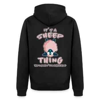 Schaf Lustige Spruch Schafe Lamm Landwirt Geschenk - Unisex Premium Bio Zip Hoodie - Schwarz - Hinten - Nico (187cm)