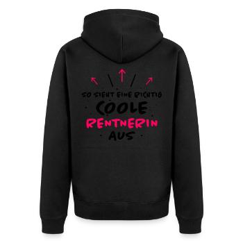 Rentnerin Lustig Spruch Ruhestand Rente Geschenk - Unisex Premium Bio Zip Hoodie - Schwarz - Hinten - Nico (187cm)