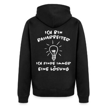 Bauarbeiter Lustiger Spruch Baustelle Job Geschenk - Unisex Premium Bio Zip Hoodie - Schwarz - Hinten - Nico (187cm)