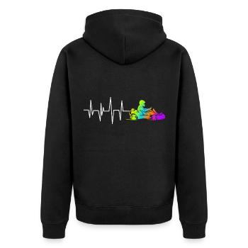 Kart Racer Heartbeat Kart Driver Heart Rate - Unisex Premium Organic Zip Hoodie - black - Back - Nico (187cm)