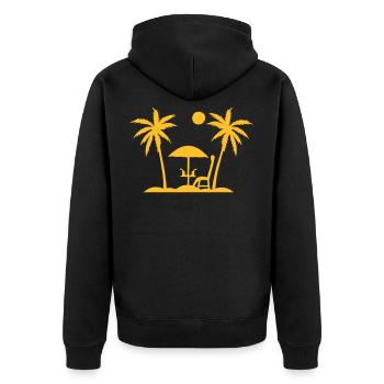 Palmiers, Parasol, Chaise, Plage - Veste à capuche bio Premium Unisexe - noir - Dos - Nico (187cm)
