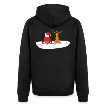 Lustiges Rentier Weihnachten Christmas Xmas - Unisex Premium Bio Zip Hoodie - Schwarz - Hinten - Nico (187cm)