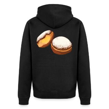 Krapfen Faschingskrapfen Berliner Pfannkuchen - Unisex Premium Bio Zip Hoodie - Schwarz - Hinten - Nico (187cm)