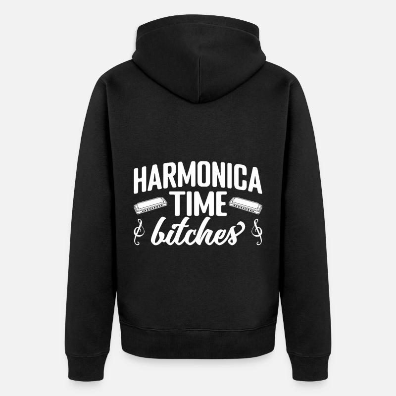 Harmonica Musican Time Bitches Harmonica - Unisex Premium Bio Zip Hoodie - Schwarz