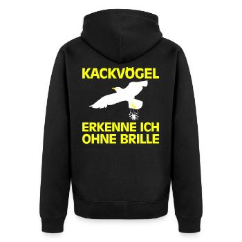 Geschenkideen Lustige Tiere Sprüche Vögel Weiß - Unisex Premium Bio Zip Hoodie - Schwarz - Hinten - Nico (187cm)