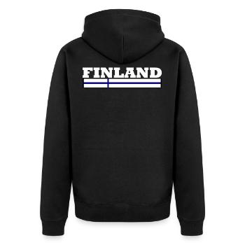 Finnland Flagge - Unisex Premium Bio Zip Hoodie - Schwarz - Hinten - Nico (187cm)
