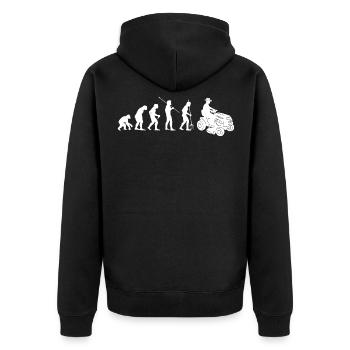 Aufsitzmäher Evolution Rasentraktor Rasen mähen - Unisex Premium Bio Zip Hoodie - Schwarz - Hinten - Nico (187cm)