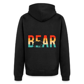 Bear bear retro - Unisex Premium Organic Zip Hoodie - black - Back - Nico (187cm)