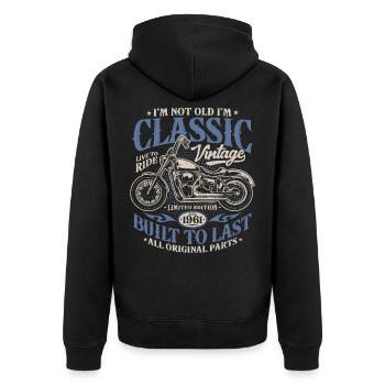 Millésime 1961 Born Moto Cadeau d’anniversaire - Veste à capuche bio Premium Unisexe - noir - Dos - Nico (187cm)
