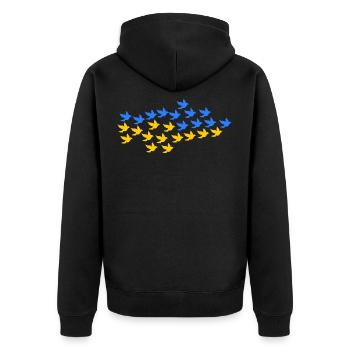 Ukraine - Unisex Premium Bio Zip Hoodie - Schwarz - Hinten - Nico (187cm)