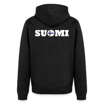 Suomi - Unisex Premium Bio Zip Hoodie - Schwarz - Hinten - Nico (187cm)
