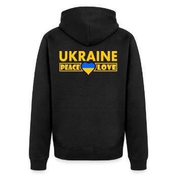 Ukraine - Unisex Premium Bio Zip Hoodie - Schwarz - Hinten - Nico (187cm)