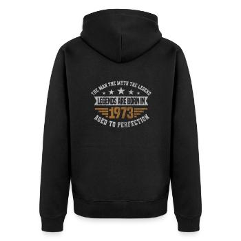 Legends are born in 1973 Jahrgang 1973 Geburtstag - Unisex Premium Bio Zip Hoodie - Schwarz - Hinten - Nico (187cm)