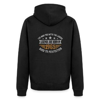 Legends are born in 1965 Jahrgang 1965 Geburtstag - Unisex Premium Bio Zip Hoodie - Schwarz - Hinten - Nico (187cm)