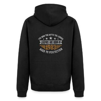 Legends are born in 1983 Jahrgang 1983 Geburtstag - Unisex Premium Bio Zip Hoodie - Schwarz - Hinten - Nico (187cm)