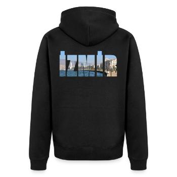 izmir stadt und meer - Unisex Premium Bio Zip Hoodie - Schwarz - Hinten - Nico (187cm)