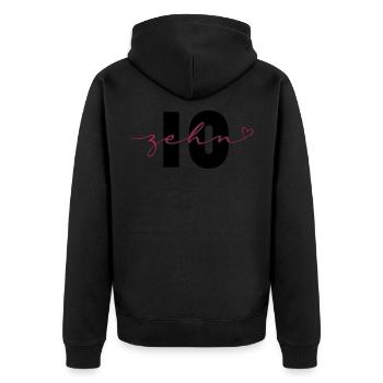 10 ans dix numéro de calligraphie 10e anniversaire - Veste à capuche bio Premium Unisexe - noir - Dos - Nico (187cm)