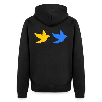 Ukraine - Unisex Premium Bio Zip Hoodie - Schwarz - Hinten - Nico (187cm)