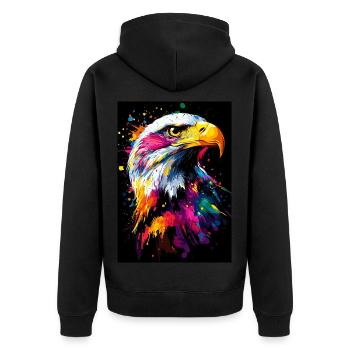 Eagle Bird Pop Art Colorful - Unisex Premium Organic Zip Hoodie - black - Back - Nico (187cm)