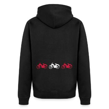 Moped Vintage MV50 - Unisex Premium Organic Zip Hoodie - black - Back - Nico (187cm)