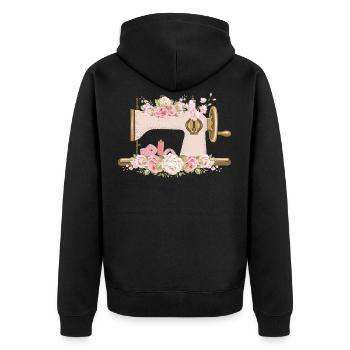 Nähmaschine Näherin Mama Geschenkidee T-Shirt - Unisex Premium Bio Zip Hoodie - Schwarz - Hinten - Nico (187cm)
