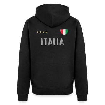 Italien Fußball Fan Trikot Flagge mit Herz - Unisex Premium Bio Zip Hoodie - Schwarz - Hinten - Nico (187cm)