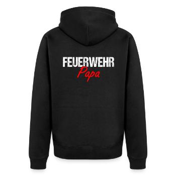 Feuerwehr Papa - Unisex Premium Bio Zip Hoodie - Schwarz - Hinten - Nico (187cm)