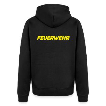 Feuerwehr - Unisex Premium Bio Zip Hoodie - Schwarz - Hinten - Nico (187cm)