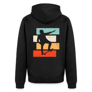Skate Retro - Unisex Premium Organic Zip Hoodie - black - Back - Nico (187cm)