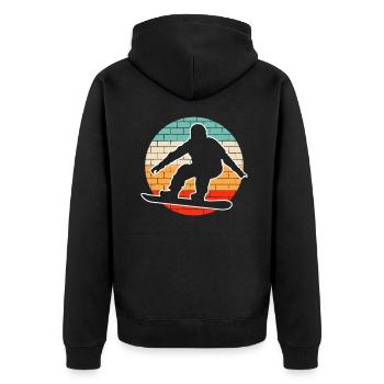 Snowboarding Retro - Unisex Premium Bio Zip Hoodie - Schwarz - Hinten - Nico (187cm)
