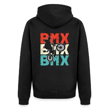 BMX - Unisex Premium Organic Zip Hoodie - black - Back - Nico (187cm)