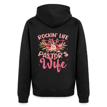 Church Christian Rockin Life As A Pastors Wife - Unisex Premium Organic Zip Hoodie - black - Back - Nico (187cm)