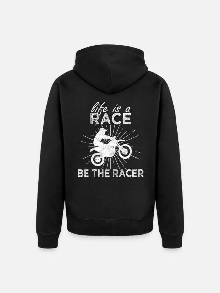 Motocross riding saying - Unisex Premium Organic Zip Hoodie - black
