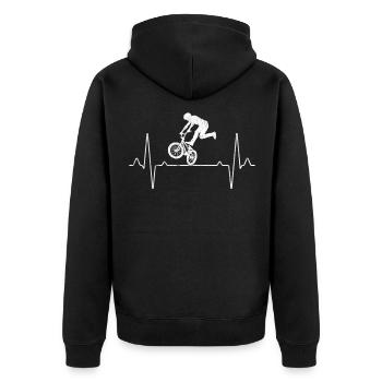 BMX Heartbeat - Unisex Premium Organic Zip Hoodie - black - Back - Nico (187cm)