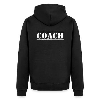 Coach Trainer - Unisex Premium Bio Zip Hoodie - Schwarz - Hinten - Nico (187cm)