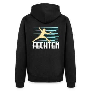 Fechten - Unisex Premium Bio Zip Hoodie - Schwarz - Hinten - Nico (187cm)