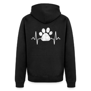 Hunde Pfote Herzschlag - Unisex Premium Bio Zip Hoodie - Schwarz - Hinten - Nico (187cm)