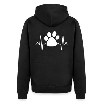 Hunde Pfote Herzschlag - Unisex Premium Bio Zip Hoodie - Schwarz - Hinten - Nico (187cm)