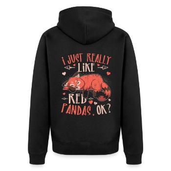 J’aime vraiment les pandas roux - Veste à capuche bio Premium Unisexe - noir - Dos - Nico (187cm)