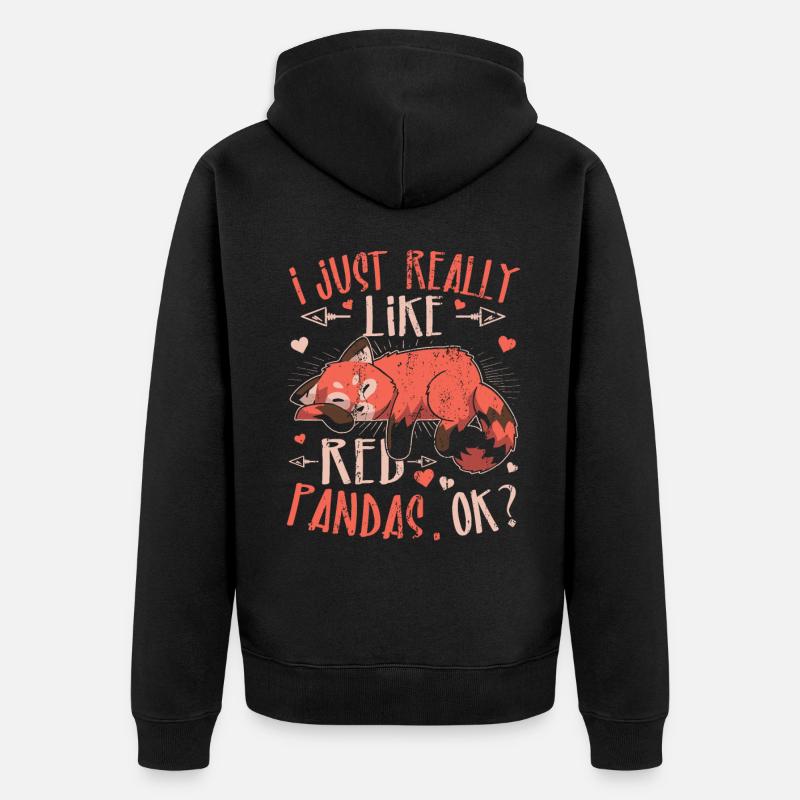 J’aime vraiment les pandas roux - Veste à capuche bio Premium Unisexe - noir
