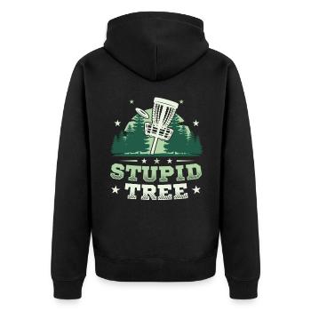 Frisbee Golf Stupid Tree Disc Golf Tee - Unisex Premium Organic Zip Hoodie - black - Back - Nico (187cm)