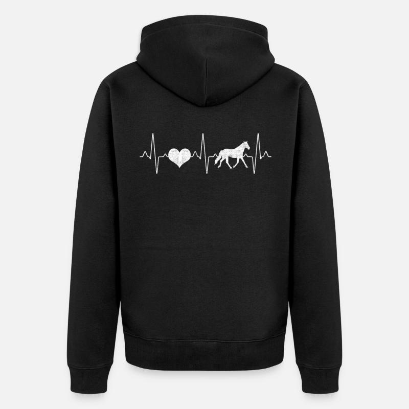 Pferd Herzschlag - Unisex Premium Bio Zip Hoodie - Schwarz
