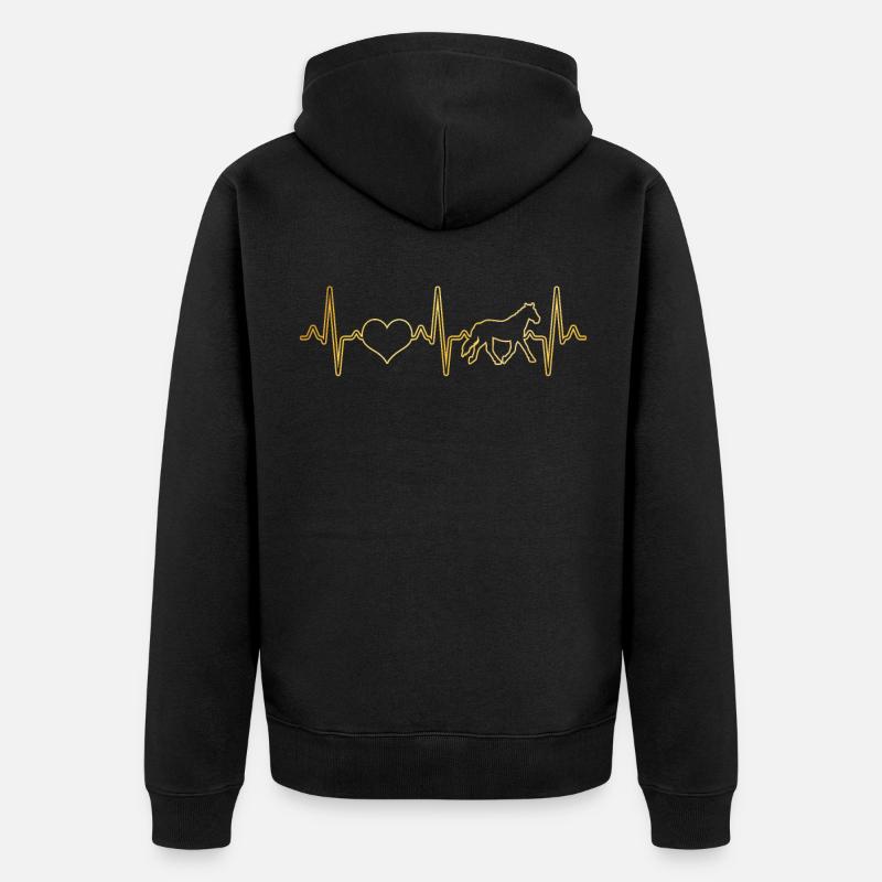 Pferd Herzschlag - Unisex Premium Bio Zip Hoodie - Schwarz