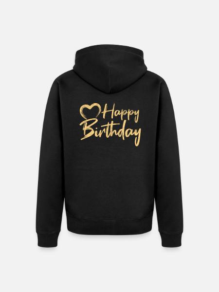 Happy Birthday - Unisex Premium Organic Zip Hoodie - black