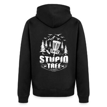 Frisbee Golf Stupid Tree Disc Golf Tee - Unisex Premium Organic Zip Hoodie - black - Back - Nico (187cm)
