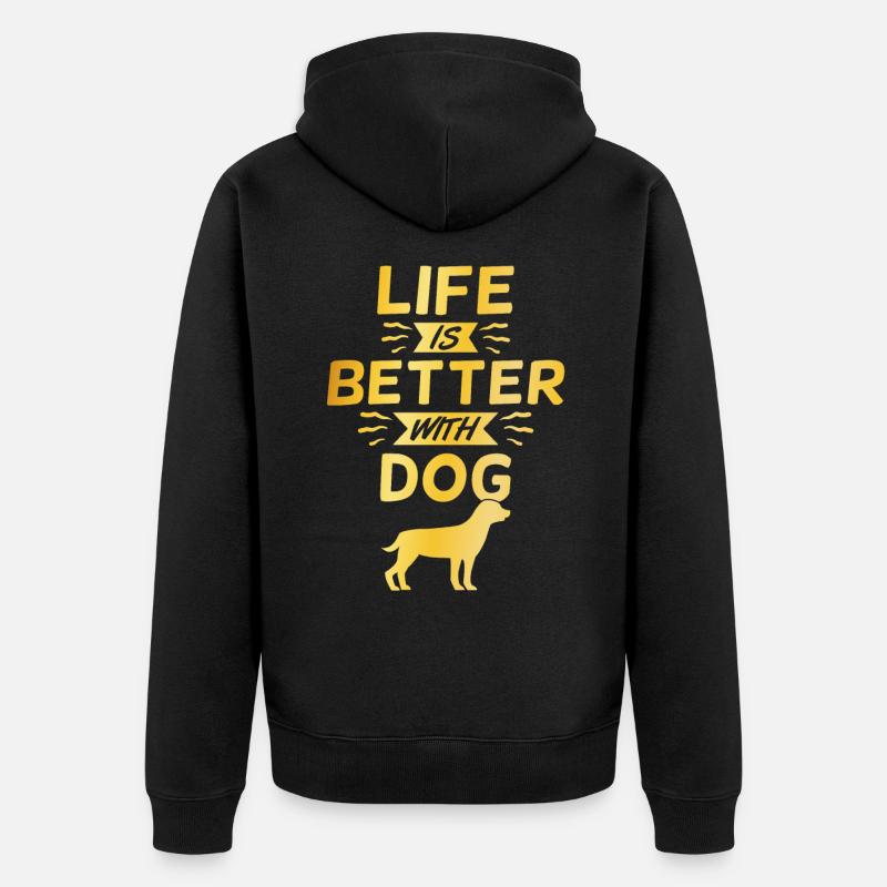 fier propriétaire de chien disant - Veste à capuche bio Premium Unisexe - noir